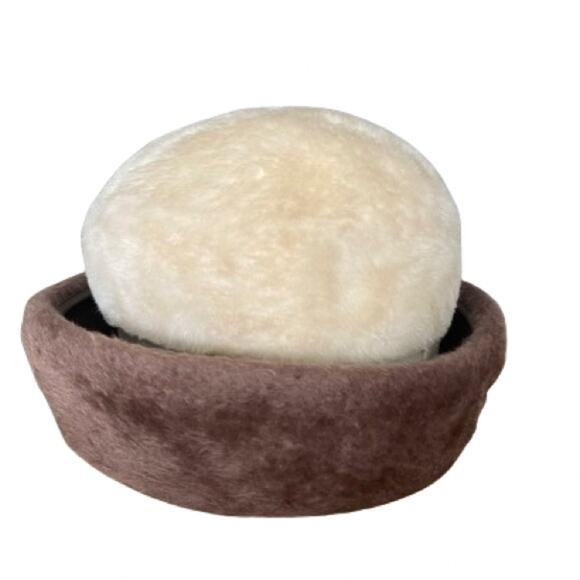 Vintage‎ Mr Charles La Vienne Beige & Cream Faux Fur Hat - Picture 2 of 6